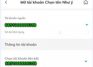 Chọn tài khoản nguồn TK chọn tên như ý Bidv